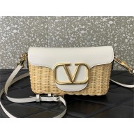 Valentino Garavani  Locò raffia crossbody bag white 2024