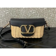 Valentino Garavani  Locò raffia crossbody bag black 2024
