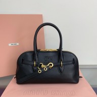 MIU MIU Aventure Nappa leather top-handle bag 5BB168 BLACK 2024