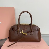 MIU MIU Aventure Nappa leather top-handle bag 5BB168 Briarwood 2024