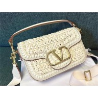 VALENTINO GARAVANI ALLTIME RAFFIA SHOULDER BAG white 2024