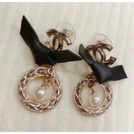 Chanel Antique CC Earrings with Bow Gold/Black 2018