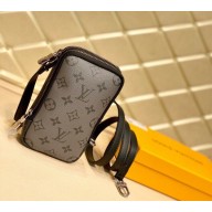 louis vuitton Double Phone Pouch in Monogram Eclipse canvas m69534