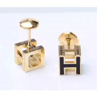 Hermès Cage D'H Earrings BLACK 