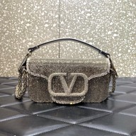 Valentino Garavani  Locò embroidered small shoulder bag SILVER 2022