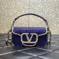 Valentino Garavani  Locò embroidered small shoulder bag PURPLE 2022