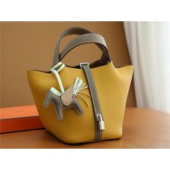 Hermes Picotin Lock Bag in original togo leather Jaune ambre/etoupe(handmade)