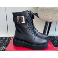 ROGER VIVIER Buckle-embellished leather ankle boots black 2024