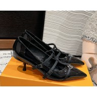 Louis Vuitton pointed hollow out Slingback Pump Black patent calfskin heel 4.5cm 2024