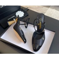 Chanel Strass Heel 8.5cm Slingbacks Black 2024