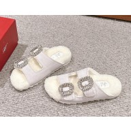 Roger Vivier VIiv Winter strass Buckle Mules in white 2024