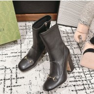 GUCCI Women's Horsebit ankle boot in black heel 9.5cm 2024 