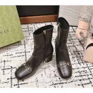 GUCCI Women's Horsebit ankle boot in black heel 6.5cm 2024 