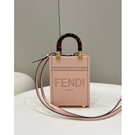 Fendi Leather Mini Sunshine Shopper Bag pale pink 2022