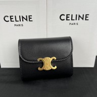 CELINE Small Wallet TRIOMPHE in Shiny calfskin Black 2022