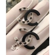 Chanel Acrylic Crystal CC Stud Earrings Black 2018