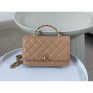 CHANEL KHAKI  Wallet on Chain IN Shiny Lambskin AP3944 2024