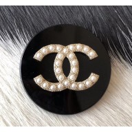 Chanel CC Logo Brooch A53179 Transparent/Glod/Black 2018