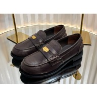 Miu Miu Vintage-effect leather penny loafers 5D773D burgundy 2025