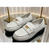 Miu Miu Vintage-effect leather penny loafers 5D773D White 2025