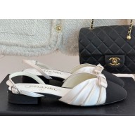 Chanel Slingbacks Silk Satin & Grosgrain white heel 2cm G45875-2025
