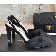 Chanel Slingbacks Silk Satin & Grosgrain black heel 9cm G45875-2025
