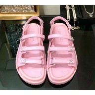 Chanel Lambskin sandals with crystal cc logo pink 2025