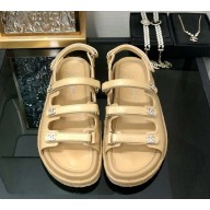 Chanel Lambskin sandals with crystal cc logo beige 2025