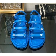 Chanel Lambskin sandals with crystal cc logo blue 2025