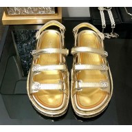 Chanel Lambskin sandals with crystal cc logo gold 2025