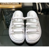 Chanel Lambskin slippers with crystal cc logo white 2025