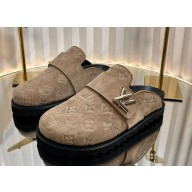 Louis Vuitton women/men Flat mules Monogram beige 2024ss