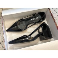 Prada Brushed leather cut-out pumps 1I736N black 2024