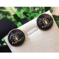 Chanel Resin CC Stud Earrings Black 2018