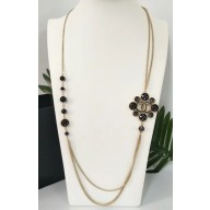 Chanel Long Necklace A58191 Gold/Crystal/Black 2018