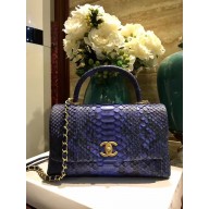 Chanel python top handle cross body bag Royal blue(75503)