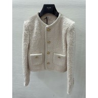 celine chelsea jacket in cashmere bouclette natté IVOIRE 2024 