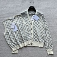 dior White and Black Check'n'Dior Mohair and Alpaca Blend Knit  Twinset 2024 