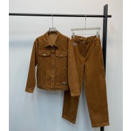 Prada Cotton corduroy jacket and pants caramel 2024 