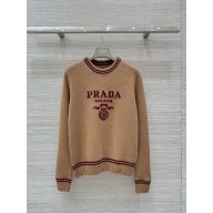 Prada logo wool and cashmere sweater caramel 2024 