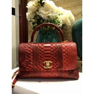 Chanel python top handle cross body bag Red(75502)
