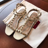 VALENTINO ROCKSTUD FLAT SANDALS WHITE SUMMER  2019