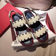 VALENTINO ROCKSTUD FLAT MACRO STUD SANDALS WHITE SUMMER 2019