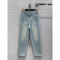 Chanel Iridescent Washed Denim Blue & Silver jeans P76228 2024