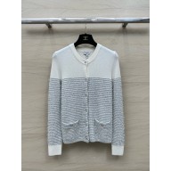 Chanel Mixed Fibers White & Silver cardigan P76970 2024