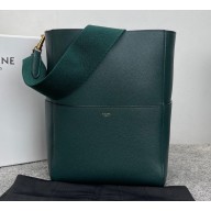 Celine Sangle Bucket bag in soft grained calfskin Dark Green