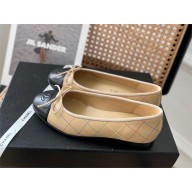 Chanel quilting leather& Grosgrain Ballerinas apricot 2023 