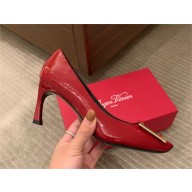 Roger Vivier heel 6.5cm Trompette Metal Buckle Pumps in Patent Leather red 2023