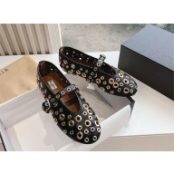 Alaïa BLACK BALLET FLATS EYELET IN LAMBSKIN 2025