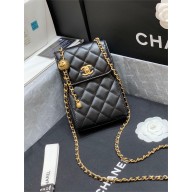 Chanel Lambskin Phone Holder with Chain Bag AP1448 Black 2021(original quality)
